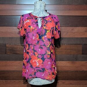 Liz Claiborne Pink and Orange Floral Blouse